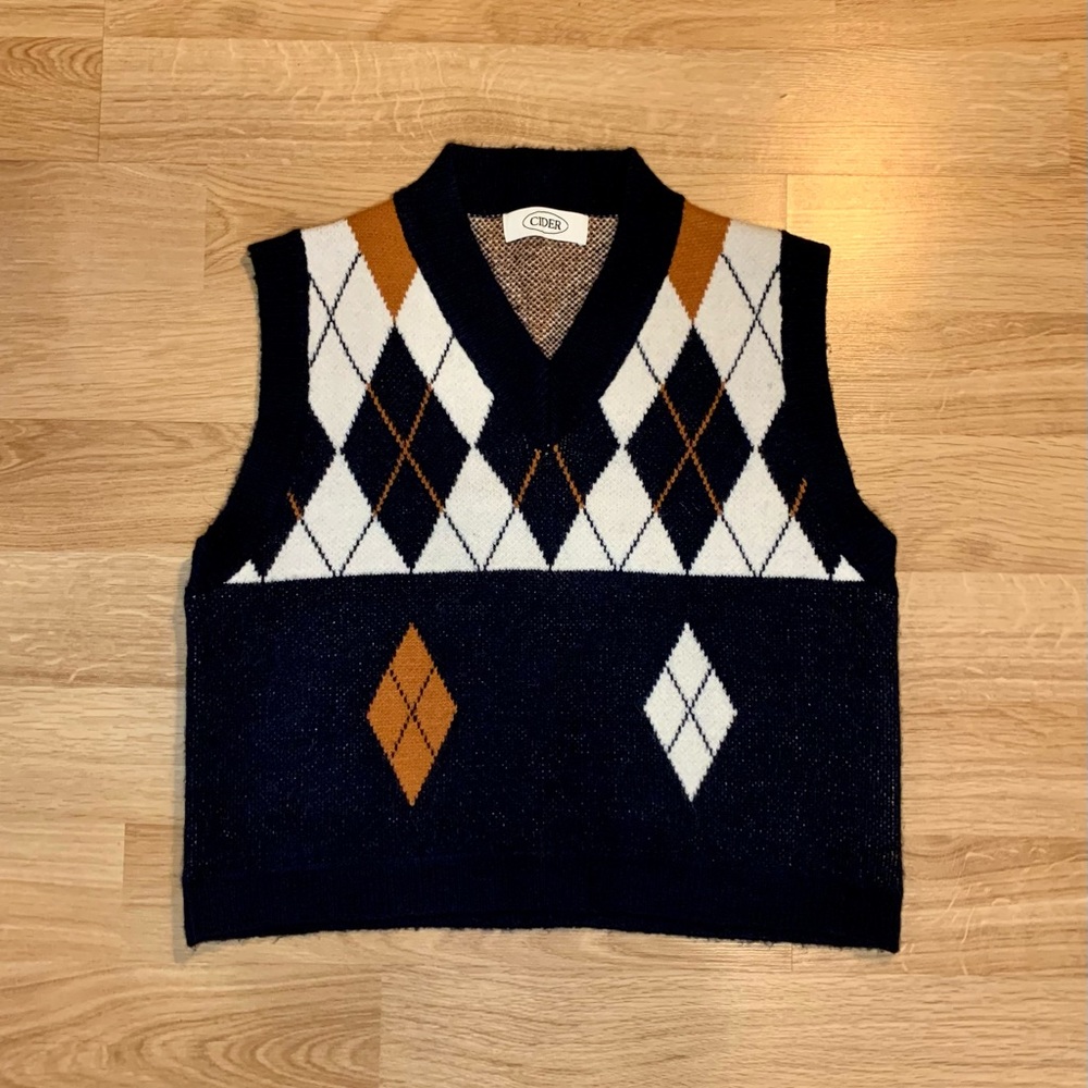 Argyle Pattern Sweater Vest One Size